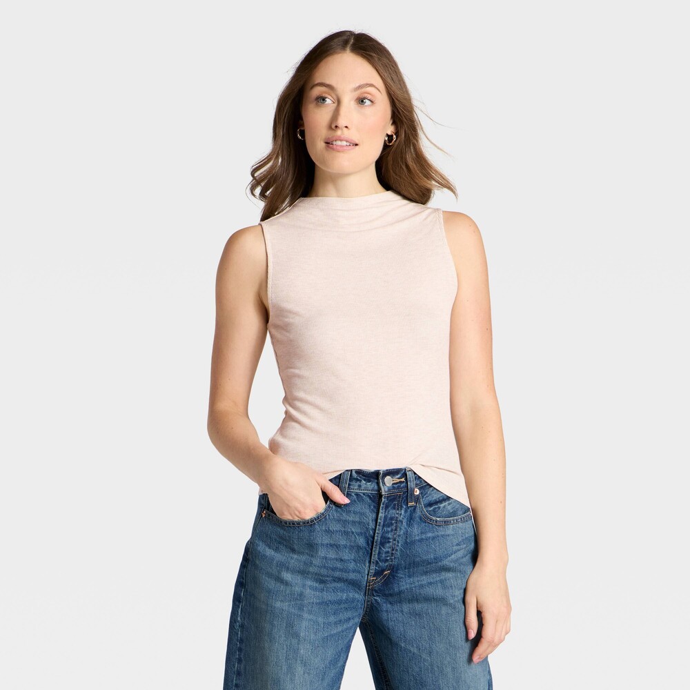 XL Universal Thread™ Women's Ribbed Pullover Tank Top - Oatmeal